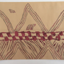 画像をギャラリービューアに読み込む, 名古屋帯 正絹 薄茶色x茶色 幾何学模様 八寸帯 六通柄 カジュアル 仕立て上がり 着物帯 長さ351cm