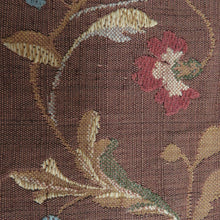 画像をギャラリービューアに読み込む, 名古屋帯 化繊 レーヨン 茶色x青色 唐草花模様 お太鼓柄 八寸帯 カジュアル 仕立て上がり 着物帯 長さ330cm