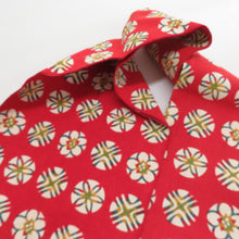 画像をギャラリービューアに読み込む, 名古屋帯 木綿 八寸 丸に花模様 赤x青x黄色 全通柄 カジュアル 仕立て上がり 着物帯 長さ351cm