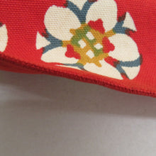 画像をギャラリービューアに読み込む, 名古屋帯 木綿 八寸 丸に花模様 赤x青x黄色 全通柄 カジュアル 仕立て上がり 着物帯 長さ351cm