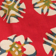 画像をギャラリービューアに読み込む, 名古屋帯 木綿 八寸 丸に花模様 赤x青x黄色 全通柄 カジュアル 仕立て上がり 着物帯 長さ351cm