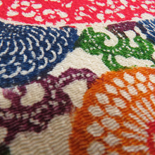 画像をギャラリービューアに読み込む, 名古屋帯 正絹 黄色x多色 型染め 霞に唐草花模様 お太鼓柄 カジュアル 仕立て上がり 着物帯 長さ365cm