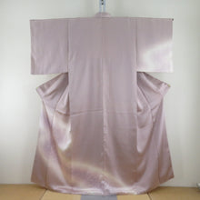 画像をギャラリービューアに読み込む, 付下げ 薄紫色x薄ピンク色 ぼかし染め 唐草花文様 袷 広衿 正絹 仕立て上がり着物 身丈158cm