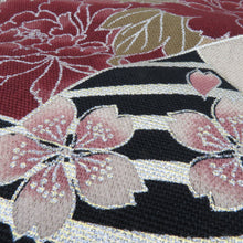 画像をギャラリービューアに読み込む, 風呂敷 小袖写し 波に扇面ぼたん柄 約118cm 木綿 箱入 未使用品