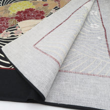 画像をギャラリービューアに読み込む, 風呂敷 小袖写し 波に扇面ぼたん柄 約118cm 木綿 箱入 未使用品