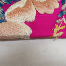 画像をギャラリービューアに読み込む, 半幅帯 アンティーク 絹 日本刺繍 希少 花柄 ピンクxベージュx青 仕立て上がり 長さ348cm