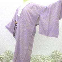 画像をギャラリービューアに読み込む, 襦袢 長襦袢 紫 ベージュ 松葉 袷仕立て バチ衿 正絹 しつけ糸付き 普段使い 吉祥文様 身丈109cm