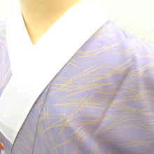 画像をギャラリービューアに読み込む, 襦袢 長襦袢 紫 ベージュ 松葉 袷仕立て バチ衿 正絹 しつけ糸付き 普段使い 吉祥文様 身丈109cm