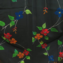 Load image into Gallery viewer, Small pattern, flower pattern, green color x multicolor, slit collar, silk, ready-made kimono, length 161cm