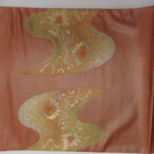Load image into Gallery viewer, 西陣織 袋帯 西陣織 証紙付き 蘇州刺繍 スワトウ刺繍 流水に菊や華紋文様 茶色xゴールド色 お太鼓柄 正絹 フォーマル 仕立て上がり 着物帯 長さ424cm