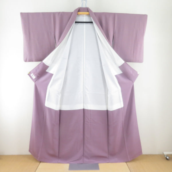 色無地 袷 黄金繭糸 薄紫色x金色 唐草模様 一つ紋 蔦紋 正絹 広衿