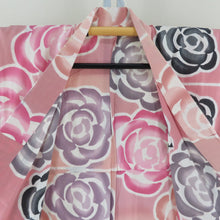 画像をギャラリービューアに読み込む, TSUMORI CHISATO ツモリチサト 浴衣 女性用ゆかた ピンク色xグレー色x薄紫色 薔薇柄 夏物 レディース 仕立て上がり 身丈158cm