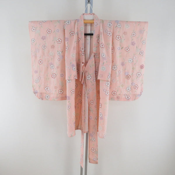 子供着物 夏用 絽 正絹 女の子用 四つ身 襦袢セット サーモンピンク 桜