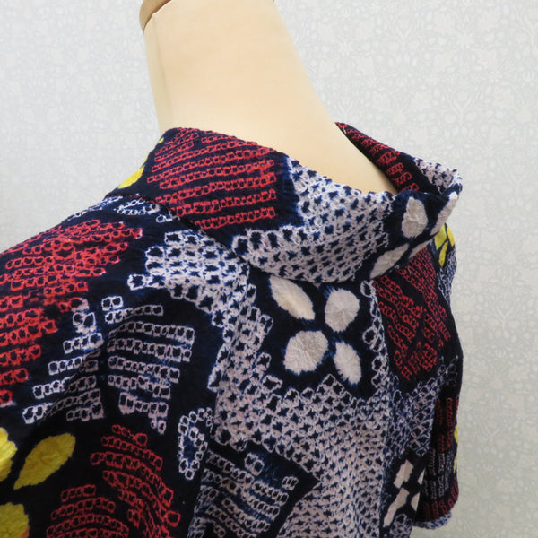 浴衣 絞り 絞り浴衣 藍 白 赤 黄 花デザイン 仕立て上がり 夏物 女性用