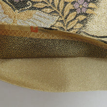 画像をギャラリービューアに読み込む, 袋帯 正絹 金色x黒色x多色 丸文に花鳥蝶々 ゴールド系 六通柄 金糸 フォーマル 礼装 長さ432cm