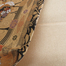 画像をギャラリービューアに読み込む, 袋帯 正絹 金色x黒色x多色 丸文に花鳥蝶々 ゴールド系 六通柄 金糸 フォーマル 礼装 長さ432cm