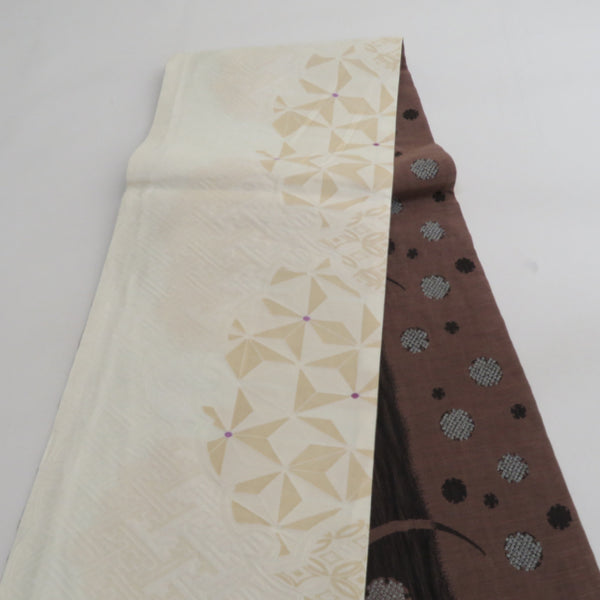 袋帯 正絹 洒落袋帯 華翔苑 スリーシーズンOK 証紙付き 金通三重織