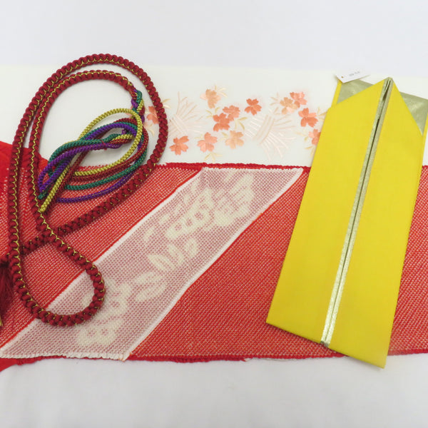帯締め・帯揚げセット 4点セット 帯締め絞り帯揚げ レッド系