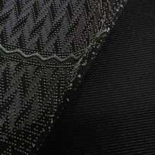 画像をギャラリービューアに読み込む, 袋帯 正絹 吉祥大菱文 黒色xゴールドx多色 金糸 螺鈿輪奈織 六通柄 長さ440cm