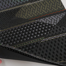 画像をギャラリービューアに読み込む, 袋帯 正絹 吉祥大菱文 黒色xゴールドx多色 金糸 螺鈿輪奈織 六通柄 長さ440cm