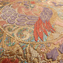 画像をギャラリービューアに読み込む, 袋帯 正絹 丸文に鳳凰紋様 金糸 ゴールド系 六通柄 フォーマル 礼装 長さ440cm