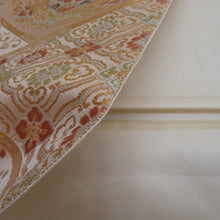 Load image into Gallery viewer, 袋帯 正絹 金糸 ゴールド系 菱型に華文様 金色x多色 六通柄 フォーマル 礼装 長さ464cm