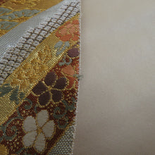 Load image into Gallery viewer, 袋帯 正絹 金糸銀糸 ゴールドxシルバーx多色 幾何学に小花模様 六通柄 フォーマル 礼装 長さ440cm