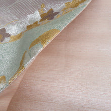 Load image into Gallery viewer, 袋帯 正絹 金糸銀糸 ゴールドxシルバーx多色 パステル系 切嵌紋様 六通柄 フォーマル 礼装 長さ440cm