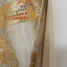 Load image into Gallery viewer, 袋帯 正絹 金糸銀糸 ゴールドxシルバーx多色 流水に切嵌紋様 六通柄 フォーマル 礼装 長さ432cm
