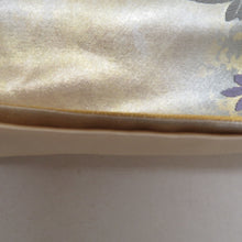 Load image into Gallery viewer, 袋帯 正絹 金糸銀糸 パステル系 花々文様 緑色xピンク色 刺繍入り 六通柄 フォーマル 礼装 長さ440cm