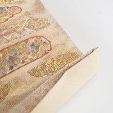 Load image into Gallery viewer, 袋帯 正絹 金糸 花鳥文様 金色x多色 六通柄 フォーマル 礼装 長さ448cm