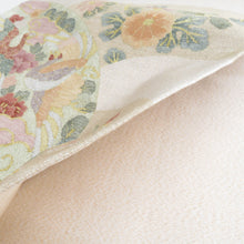 Load image into Gallery viewer, 袋帯 正絹 つづれ織り 金糸 地紙花鳥文様 ベージュ色x金色x多色 お太鼓柄 フォーマル 礼装 長さ440cm