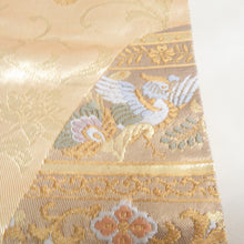 画像をギャラリービューアに読み込む, 袋帯 正絹 金糸 唐草花に華紋文様 金色x緑色x紫色 六通柄 フォーマル 礼装 長さ440cm