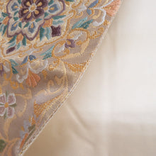 画像をギャラリービューアに読み込む, 袋帯 正絹 金糸 唐草花に華紋文様 金色x緑色x紫色 六通柄 フォーマル 礼装 長さ440cm