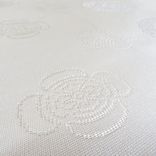 Load image into Gallery viewer, 袋帯 正絹 銀糸 ホワイトxシルバー 家紋文様 六通柄 フォーマル 礼装 長さ440cm