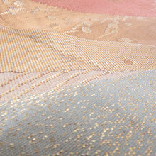 Load image into Gallery viewer, 袋帯 正絹 金糸 色紙文様 ベージュ色x金色x多色 パステル系 六通柄 フォーマル 礼装 長さ430cm