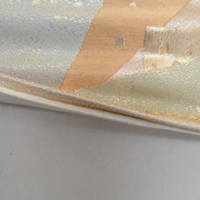 Load image into Gallery viewer, 袋帯 正絹 金糸 色紙文様 ベージュ色x金色x多色 パステル系 六通柄 フォーマル 礼装 長さ430cm