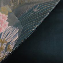Load image into Gallery viewer, 袋帯 正絹 銀糸 ターコイズブルーxピンク色x銀色 六角に花々文様 引き箔 六通柄 フォーマル 礼装 長さ440cm