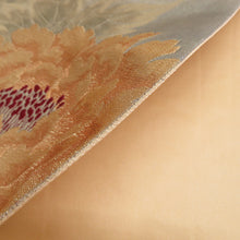 Load image into Gallery viewer, 袋帯 正絹 金糸 牡丹文様 黄緑色x金色 六通柄 フォーマル 礼装 長さ424cm