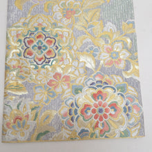 Load image into Gallery viewer, 袋帯 正絹 金糸銀糸 唐草花文様 金色x多色 パステル系 六通柄 フォーマル 礼装 長さ432cm