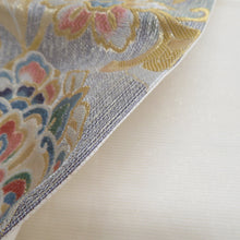 Load image into Gallery viewer, 袋帯 正絹 金糸銀糸 唐草花文様 金色x多色 パステル系 六通柄 フォーマル 礼装 長さ432cm