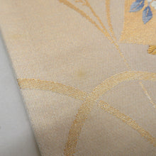 Load image into Gallery viewer, 袋帯 正絹 金糸銀糸 冊子に花々文様 薄黄色xピンク色x多色 未仕立て 六通柄 フォーマル 礼装 長さ448cm