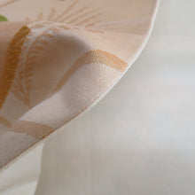 Load image into Gallery viewer, 袋帯 正絹 金糸銀糸 冊子に花々文様 薄黄色xピンク色x多色 未仕立て 六通柄 フォーマル 礼装 長さ448cm