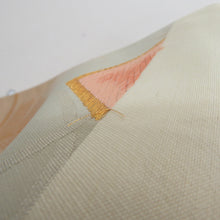 Load image into Gallery viewer, 袋帯 正絹 金糸銀糸 冊子に花々文様 薄黄色xピンク色x多色 未仕立て 六通柄 フォーマル 礼装 長さ448cm