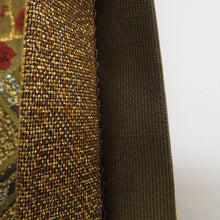 Load image into Gallery viewer, 袋帯 正絹 金糸銀糸 丸に鹿と風景文様 金色x緑色 六通柄 フォーマル 礼装 長さ440cm