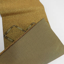 Load image into Gallery viewer, 袋帯 正絹 金糸銀糸 丸に鹿と風景文様 金色x緑色 六通柄 フォーマル 礼装 長さ440cm