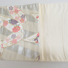 Load image into Gallery viewer, 袋帯 正絹 金糸銀糸 竹に吉祥文様 白色x多色 六通柄 フォーマル 礼装 長さ440cm