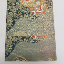 Load image into Gallery viewer, 袋帯 正絹 金糸 緑色x金色x多色 花鳥に華文様 六通柄 フォーマル 礼装 長さ440cm