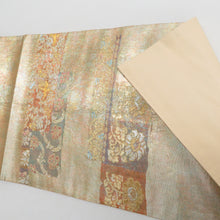 Load image into Gallery viewer, 袋帯 正絹 金糸 金色x多色 花鳥に兎文様 六通柄 フォーマル 礼装 長さ440cm
