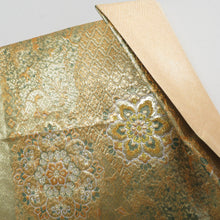 Load image into Gallery viewer, 袋帯 正絹 寿賀多錦 九百織 金色x緑色 金糸銀糸 華文紋様 六通柄 フォーマル 礼装 長さ440cm